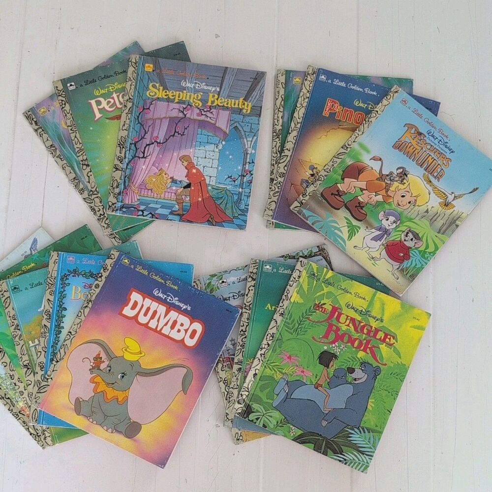 Lot Of 15 Vintage Walt Disney Disney A Little Golden Book Dumbo, Pinocchio